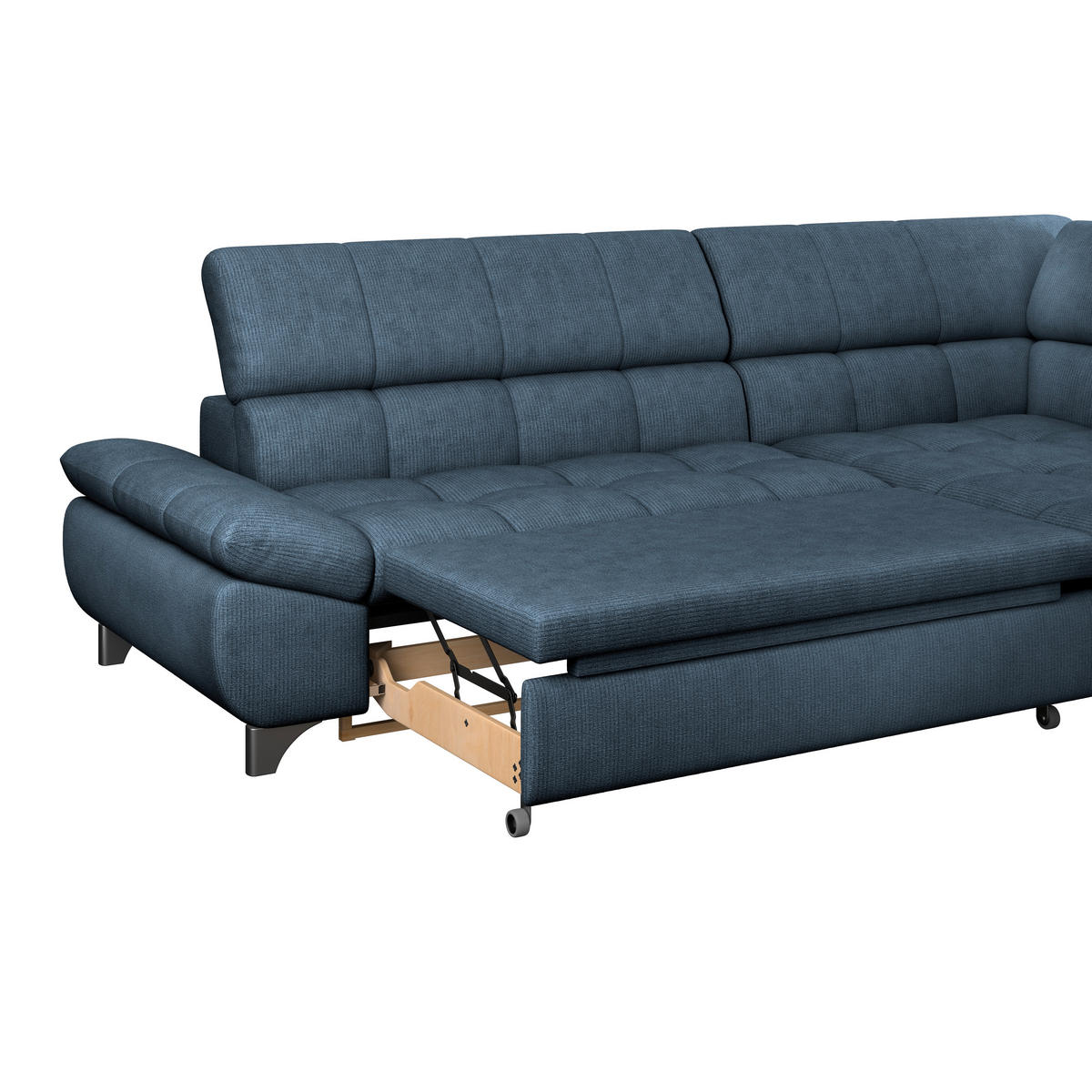 ECKSOFA Dunkelblau Chenille  - Chromfarben/Dunkelblau, KONVENTIONELL, Textil/Metall (312/234cm) - Livetastic