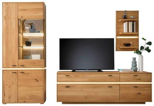 WOHNWAND  in Wildeiche  276/202/51 cm  - Wildeiche/Anthrazit, Natur, Glas/Holz (276/202/51cm) - MID.YOU