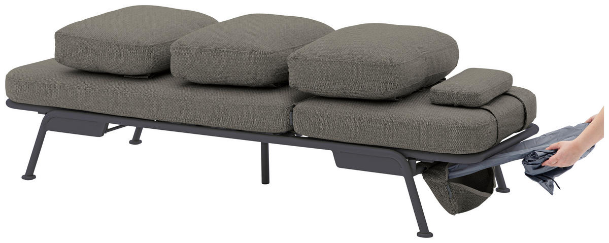 GARTENBANK 198/78/81 cm  Aluminium  - Graphitfarben/Grau, Design, Textil/Metall (198/78/81cm) - Zebra 