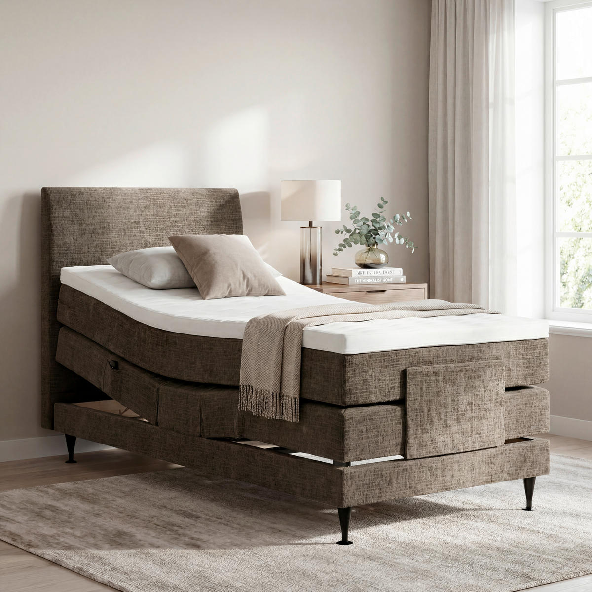 BOXSPRINGBETT 100/200 cm  in Braun  - Schwarz/Braun, KONVENTIONELL, Holzwerkstoff/Textil (100/200cm) - Welnova