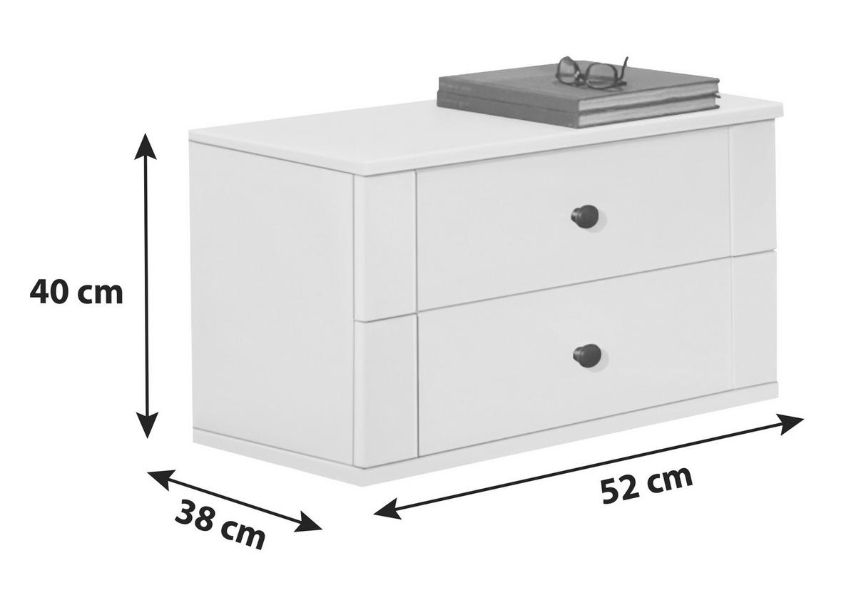 NACHTSCHRANK 52/40/38 cm, Weiß,  - Schwarz/Weiß, Trend, Holzwerkstoff/Kunststoff (52/40/38cm) - Boxxx