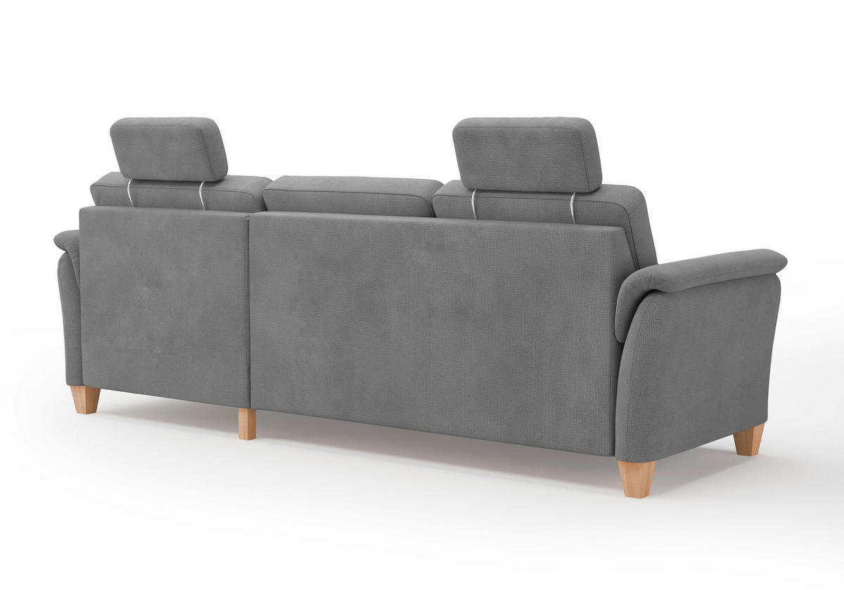 ECKSOFA in Flachgewebe Grau  - Eichefarben/Grau, Konventionell, Holz/Textil (244/163cm) - Sit & More