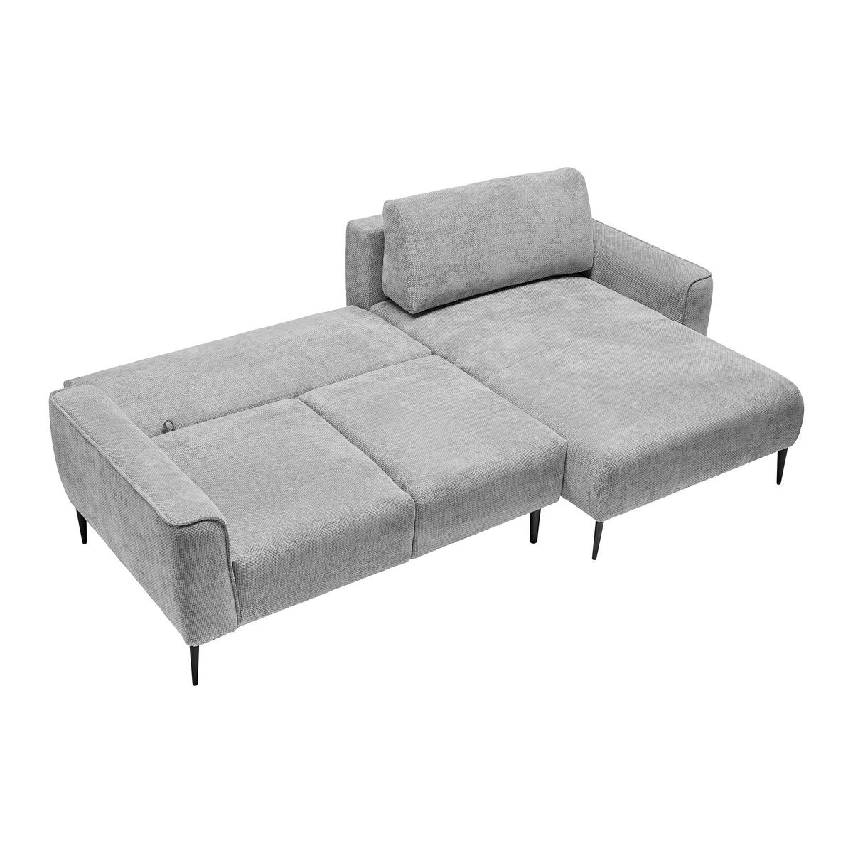 ECKSOFA in Webstoff Hellgrau  - Hellgrau/Schwarz, Modern, Textil/Metall (255/164cm) - MID.YOU