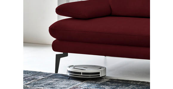 3-SITZER-SOFA in Leder Dunkelrot - Schwarz/Dunkelrot, Design, Leder/Metall (222/86/104cm) - Dieter Knoll