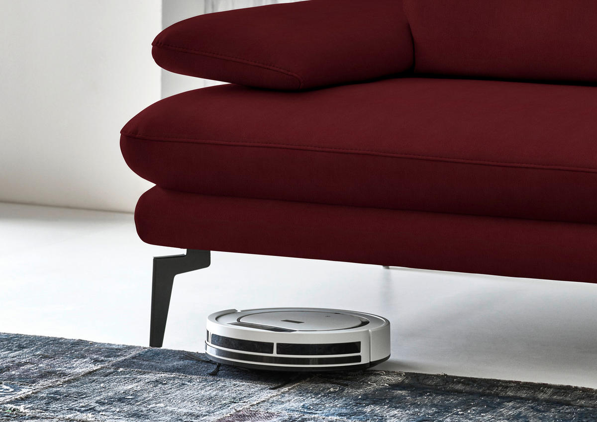 3-SITZER-SOFA in Echtleder Dunkelrot  - Schwarz/Dunkelrot, Design, Leder/Metall (222/86/104cm) - Dieter Knoll