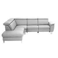 ECKSOFA in Echtleder Grau  - Alufarben/Grau, Design, Leder/Metall (239/271cm) - Cantus