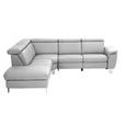 ECKSOFA in Echtleder Grau  - Alufarben/Grau, Design, Leder/Metall (242/271cm) - Cantus