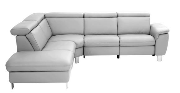 ECKSOFA in Echtleder Grau  - Alufarben/Grau, Design, Leder/Metall (242/271cm) - Cantus