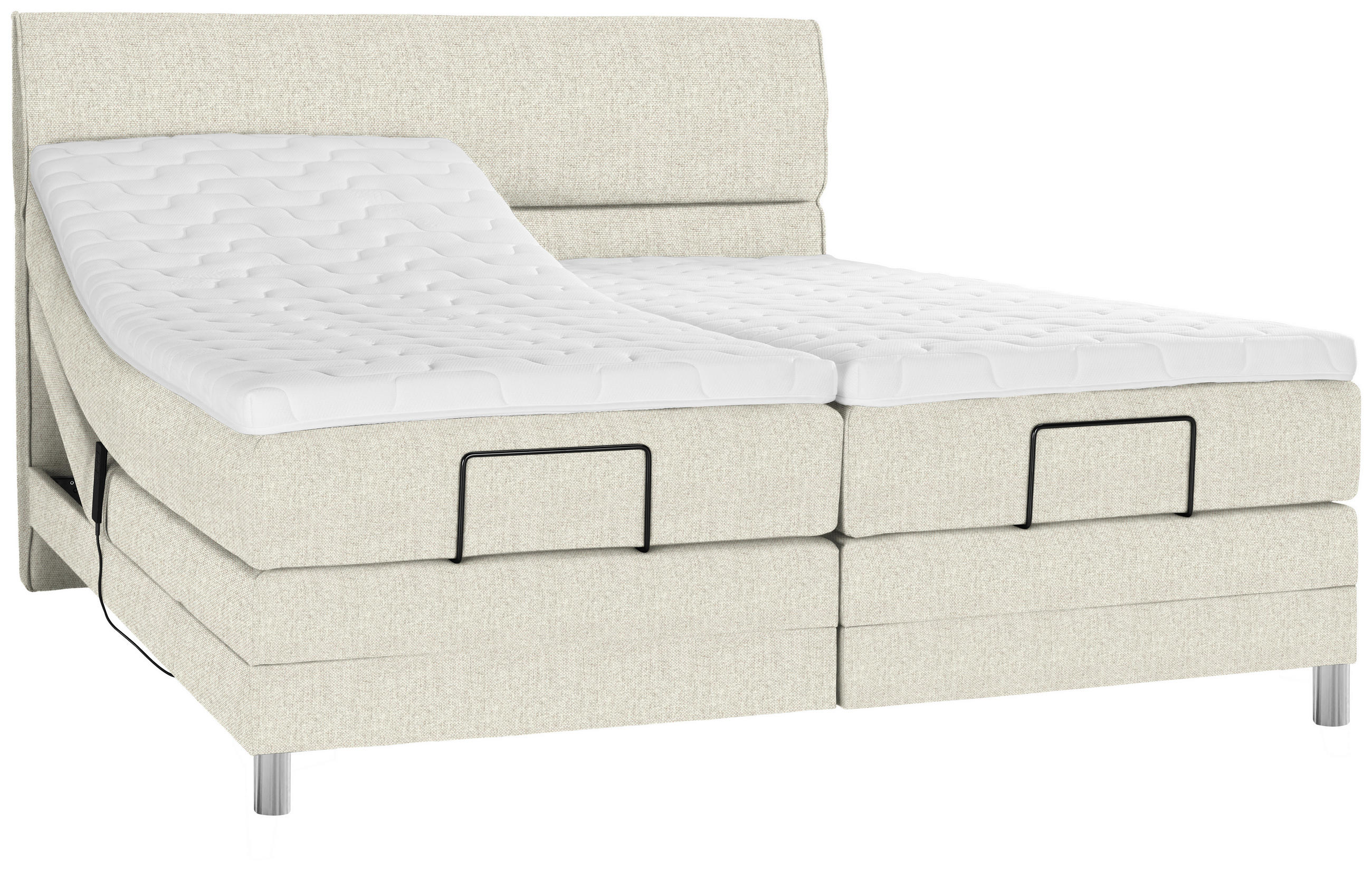 BOXSPRINGBETT 180/200 cm  in Creme  - Chromfarben/Creme, KONVENTIONELL, Kunststoff/Textil (180/200cm) - Voleo