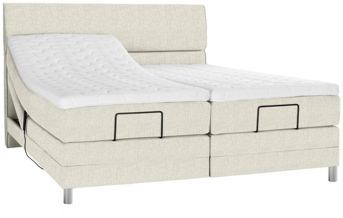 BOXSPRINGBETT 180/200 cm  in Creme  - Chromfarben/Creme, Konventionell, Kunststoff/Textil (180/200cm) - Voleo