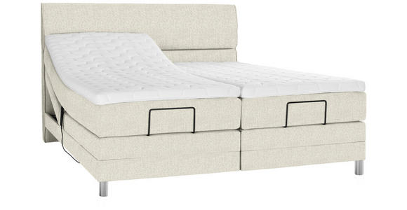 BOXSPRINGBETT 180/200 cm in Creme - Chromfarben/Creme, KONVENTIONELL, Kunststoff/Textil (180/200cm) - Voleo