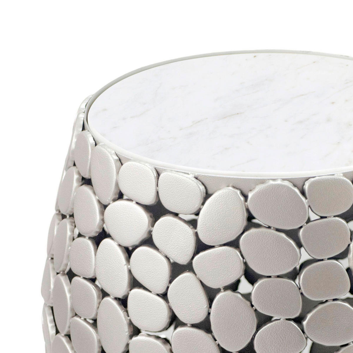 BEISTELLTISCH Silberfarben rund  - Silberfarben, Design, Stein/Metall (40/46/40cm) - Livetastic