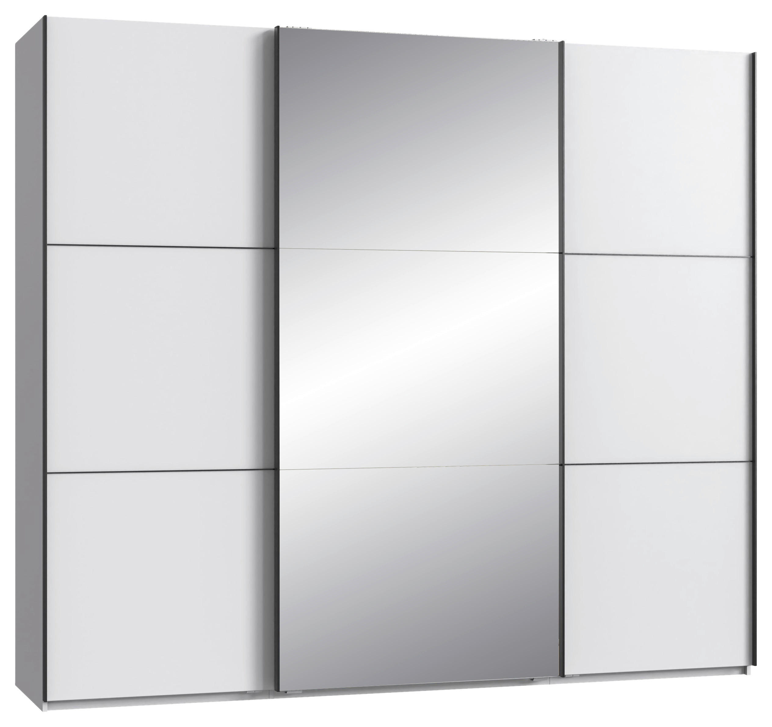 SCHWEBETÜRENSCHRANK 250/216/65 cm 3-türig Schwarz, Weiß  - Schwarz/Weiß, KONVENTIONELL, Glas/Holzwerkstoff (250/216/65cm) - Stylife