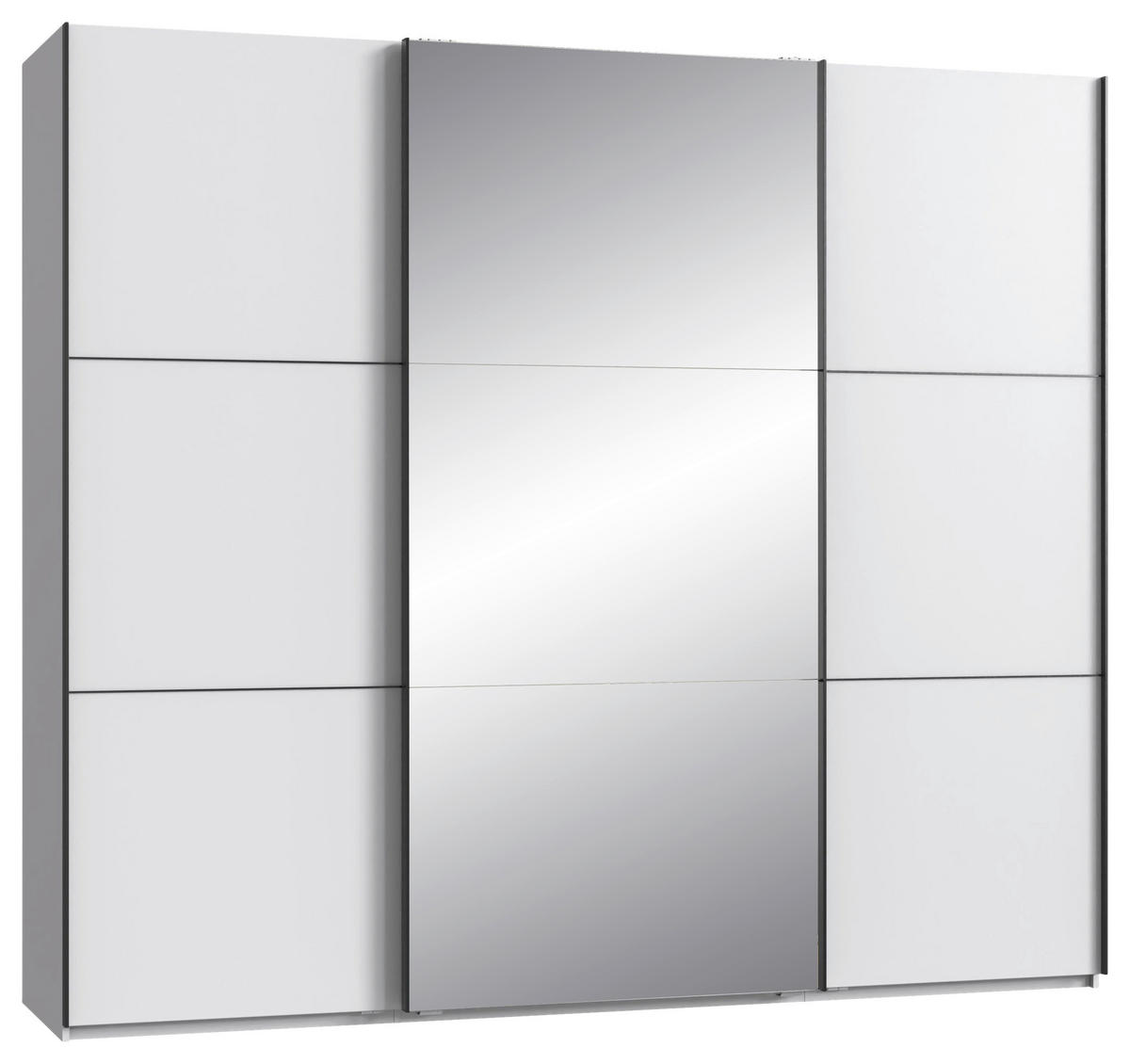 SCHWEBETÜRENSCHRANK 250/216/65 cm 3-türig Schwarz, Weiß  - Schwarz/Weiß, KONVENTIONELL, Glas/Holzwerkstoff (250/216/65cm) - Stylife