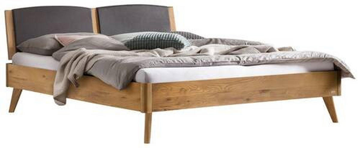 BETT 140/200 cm  in Dunkelgrau, Wildeiche   - Wildeiche/Dunkelgrau, Konventionell, Holz/Textil (140/200cm) - Hasena