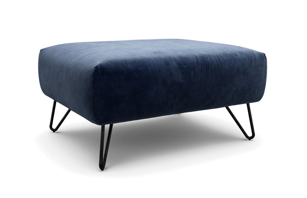HOCKER Samt Dunkelblau  - Schwarz/Dunkelblau, Design, Textil/Metall (90/70/46cm) - SENSOO