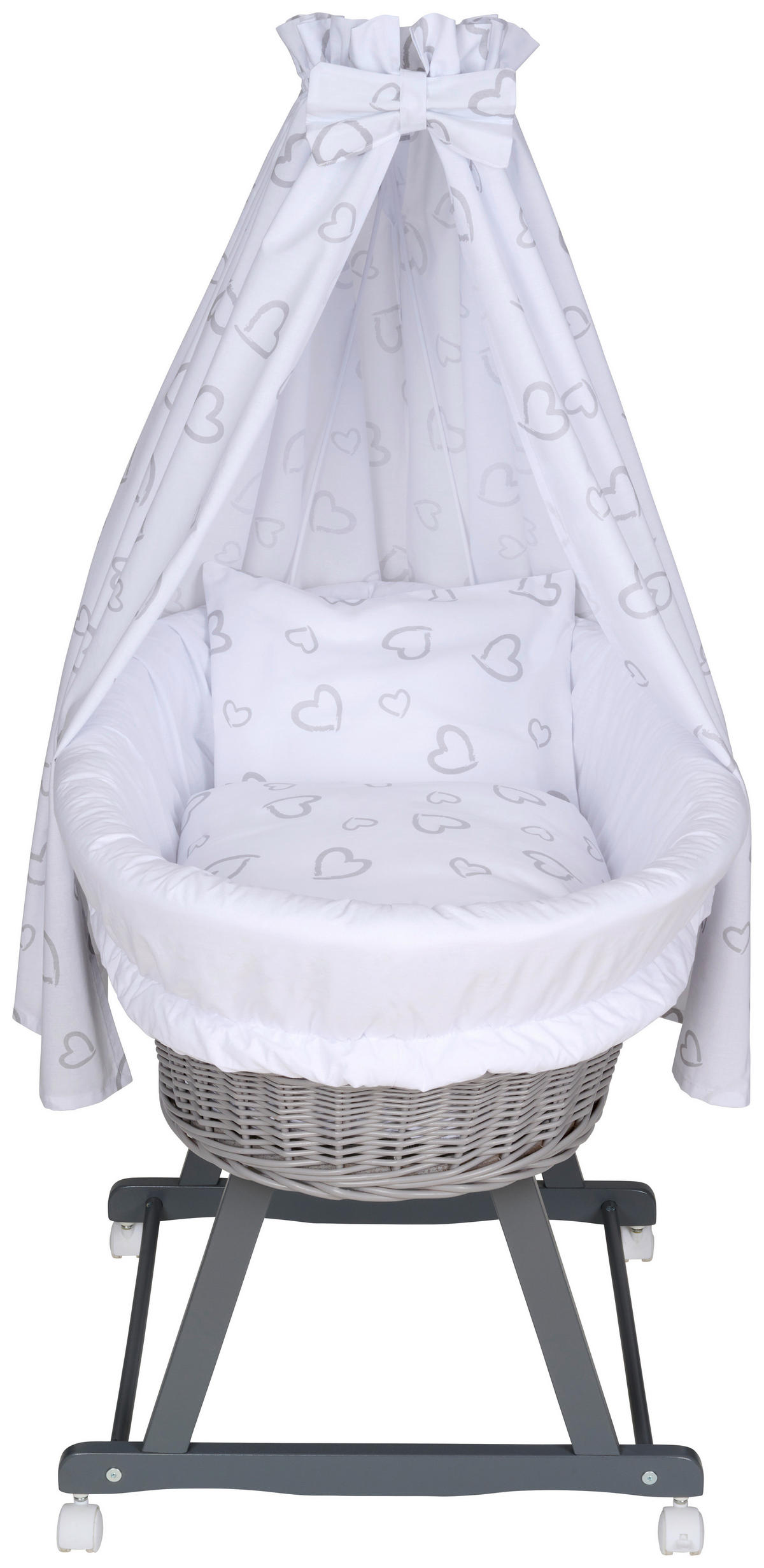 STUBENWAGEN-KOMPLETTSET Kernbuche  Grau  - Weiß/Grau, Basics, Holz/Textil (91/60/73cm) - My Baby Lou