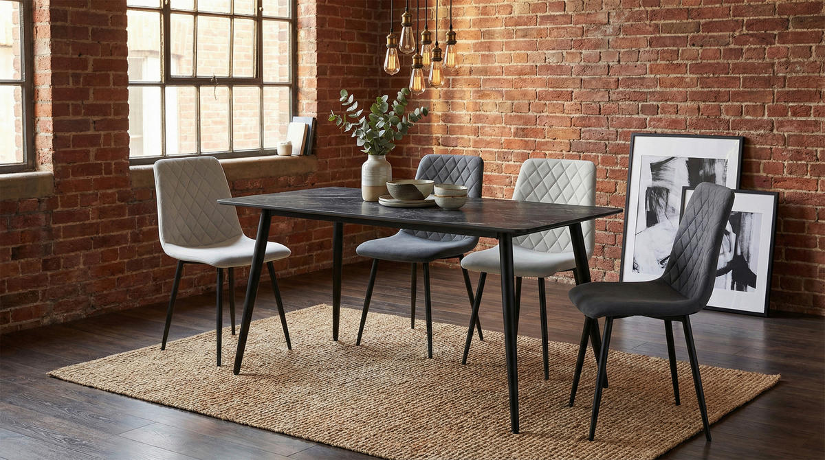 JEDILNA MIZA, siva  - črna/siva, Design, kovina/keramika (120/75/75cm) - Stylife