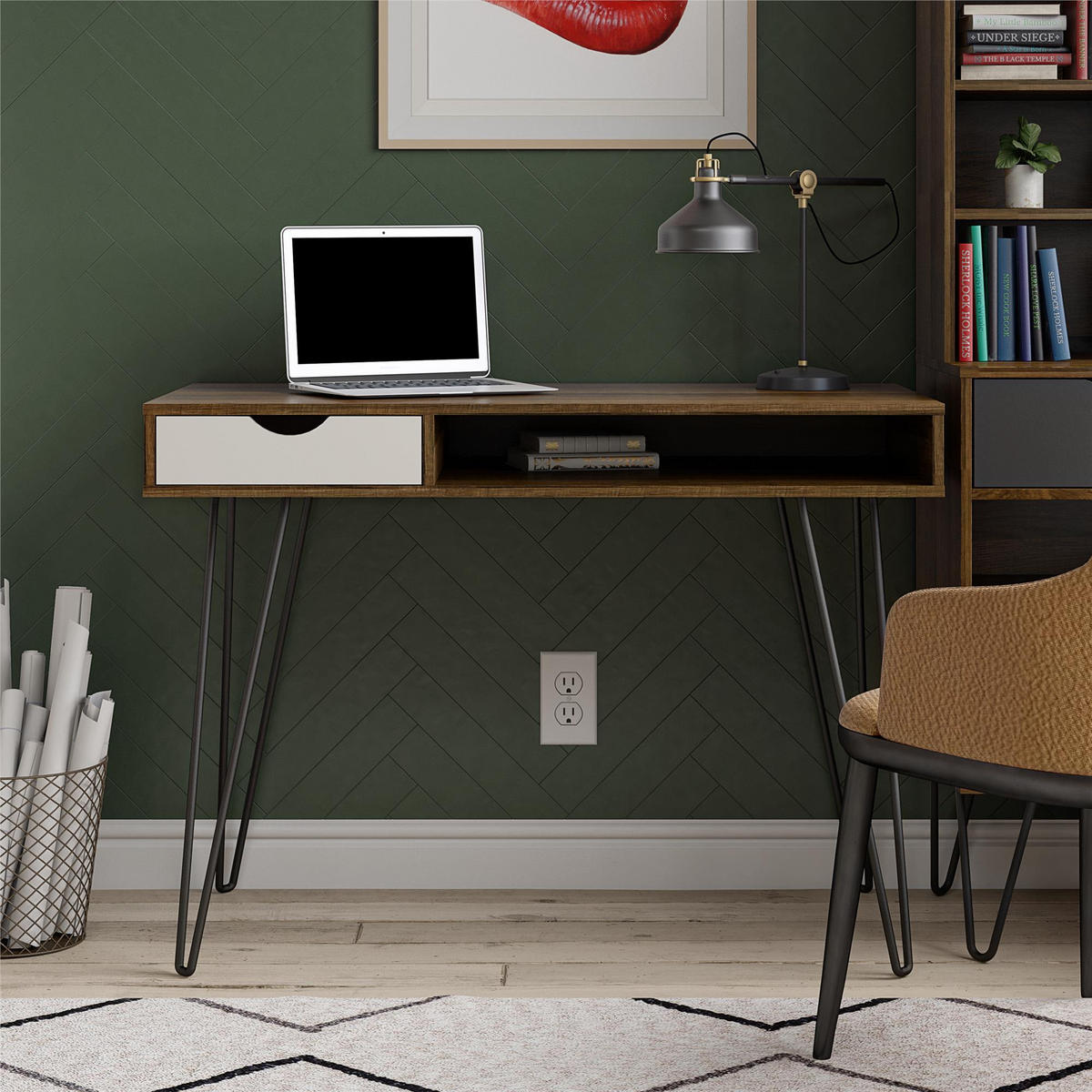 SCHREIBTISCH 104/77/49 cm  in Grau, Eichefarben  - Eichefarben/Eiche grau, Design, Holzwerkstoff/Metall (104/77/49cm) - MID.YOU