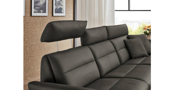 ECKSOFA in Echtleder Dunkelgrau 300/157 cm - Dunkelgrau/Schwarz, Design, Leder/Metall (300/157cm) - Dieter Knoll