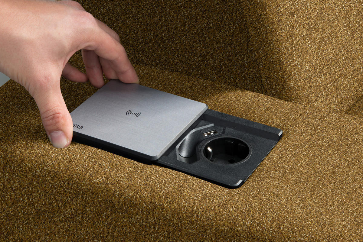 ECKSOFA  in Mikrovelours Senfgelb  205/308 cm  - Senfgelb/Alufarben, Design, Textil/Metall (205/308cm) - Sedda