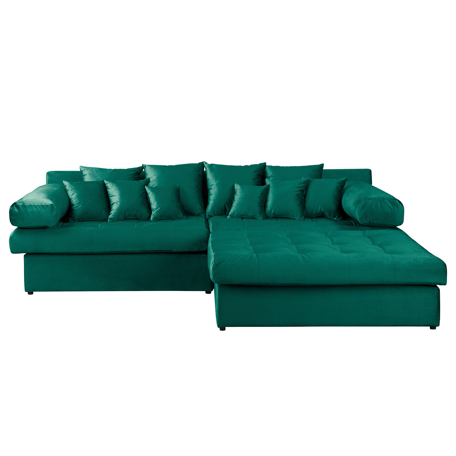 ECKSOFA Naomi in Velours Grün Rückenkissen  284/243 cm  - Schwarz/Grün, Design, Kunststoff/Textil (284/243cm) - P & B