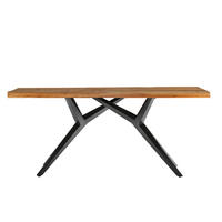 ESSTISCH 180/100/76 cm Echtholz  Holz, Metall rechteckig Naturfarben, Schwarz  - Schwarz/Naturfarben, MODERN, Holz/Metall (180/100/76cm) - MID.YOU