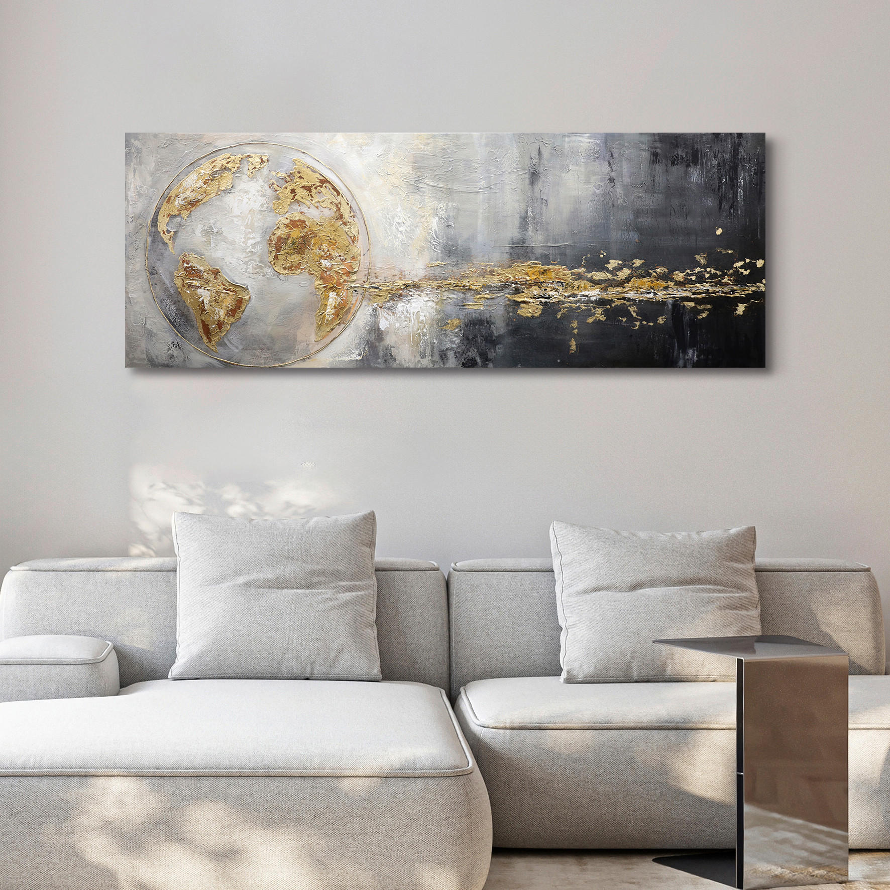 ÖLGEMÄLDE Abstraktes, Strukturen 150/50 cm  - Multicolor, LIFESTYLE, Holzwerkstoff/Textil (150/50cm) - Monee