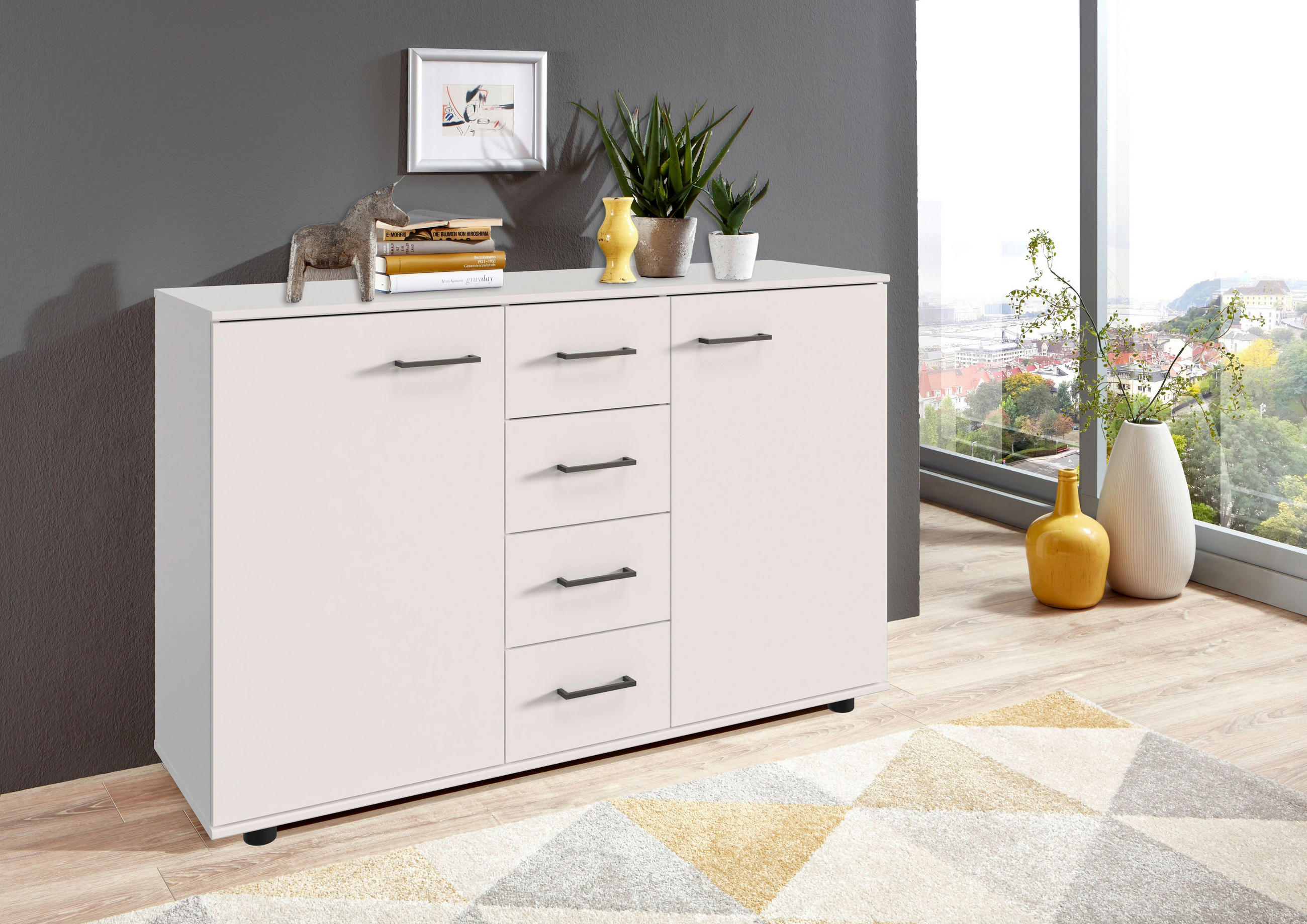 KOMMODE 130/83/41 cm  in Weiss  - Weiss/Schwarz, Konventionell, Holzwerkstoff/Kunststoff (130/83/41cm) - Carryhome