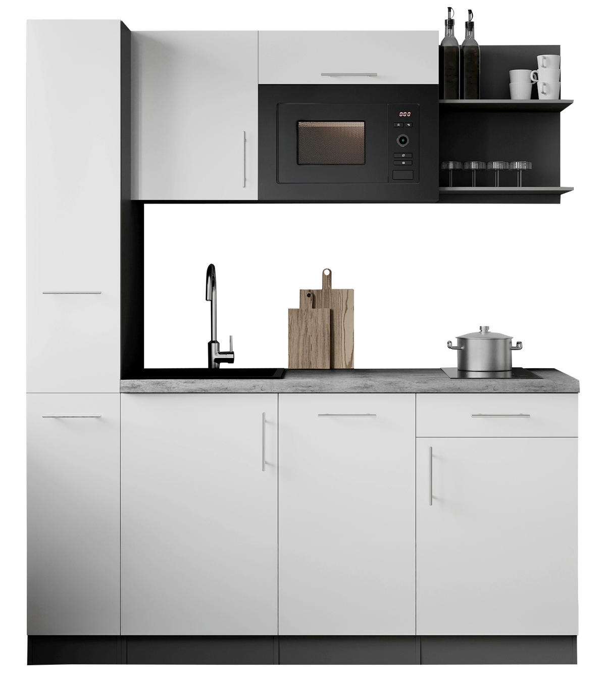MODULKÖK 175 cm   i vit  - vit/grå, Trend, metall/trämaterial (175cm) - Respekta
