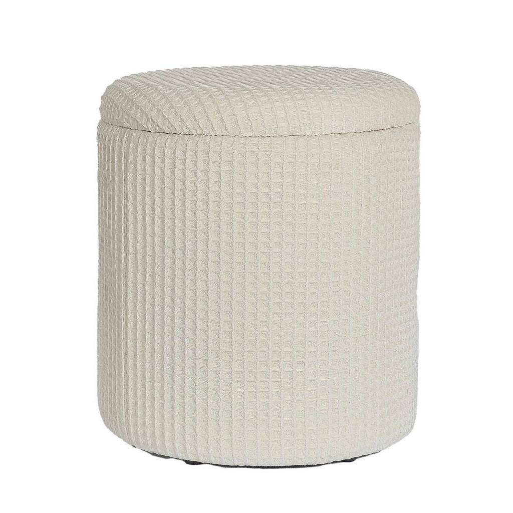 Taburet din textil, crem
