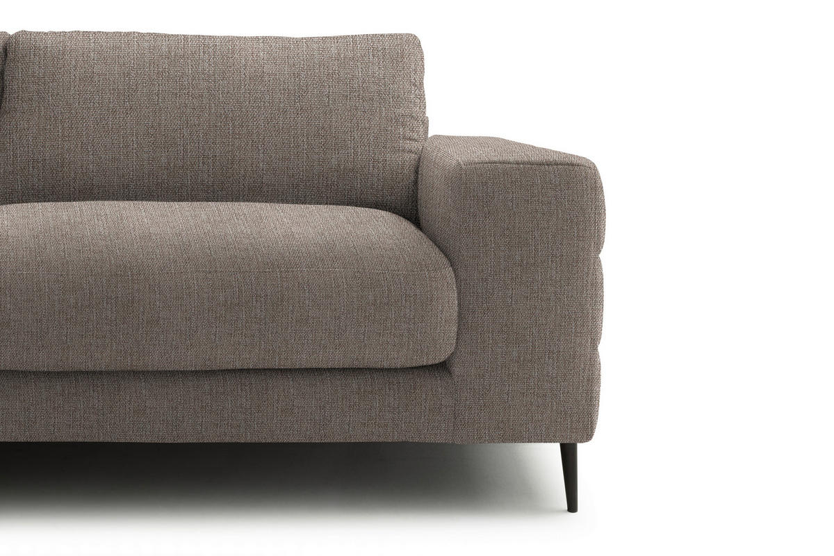 ECKSOFA in Flachgewebe Taupe  177/253 cm  - Taupe/Schwarz, Design, Textil/Metall (177/253cm) - Dieter Knoll