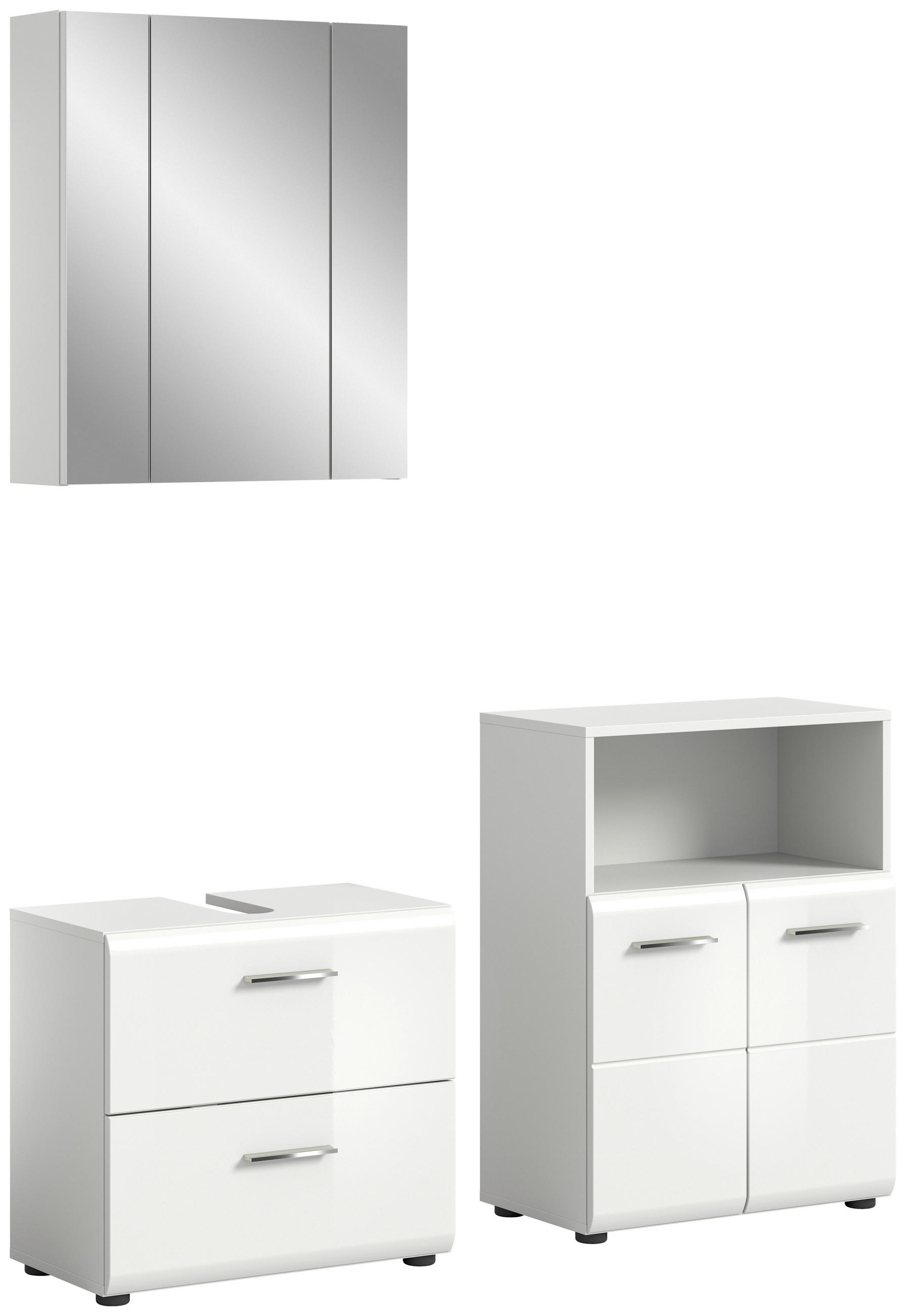 KOUPELNA vysoce lesklá bílá  - barvy stříbra/černá, Moderní, kompozitní dřevo/plast (120cm) - MID.YOU