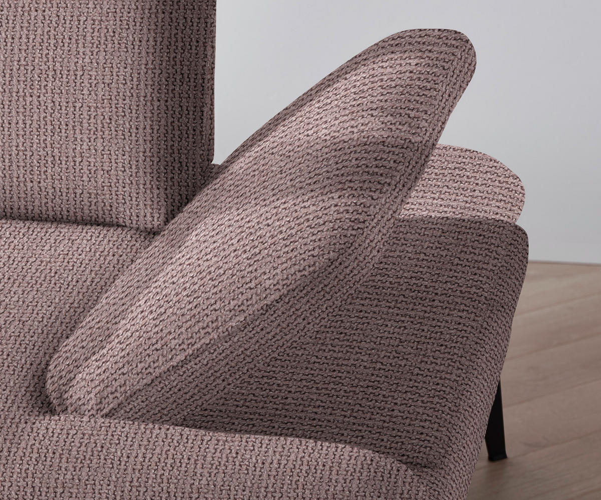 ECKSOFA in Webstoff Altrosa  - Schwarz/Altrosa, Design, Textil/Metall (180/289cm) - Stylife