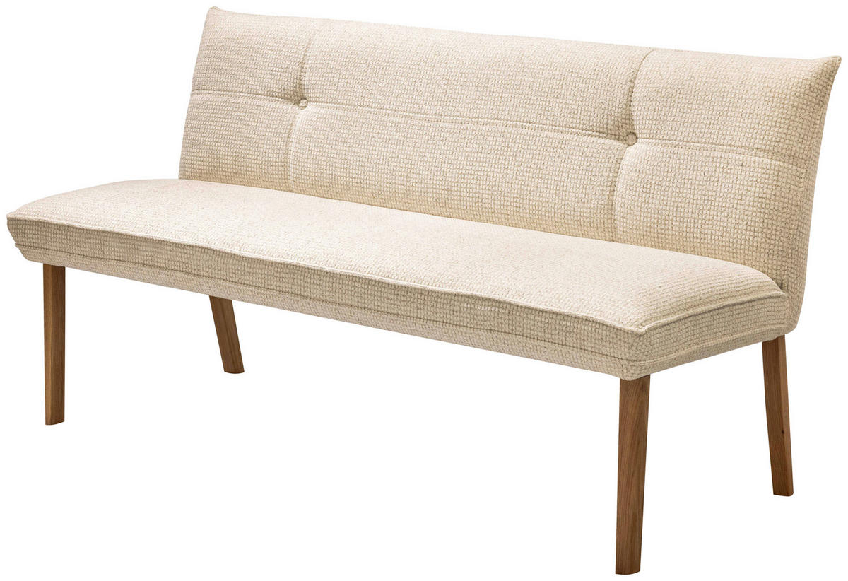 SITZBANK 160/85/66 cm Webstoff Eichefarben, Beige Eiche vollmassiv  - Eichefarben/Beige, Design, Holz/Textil (160/85/66cm) - Valdera