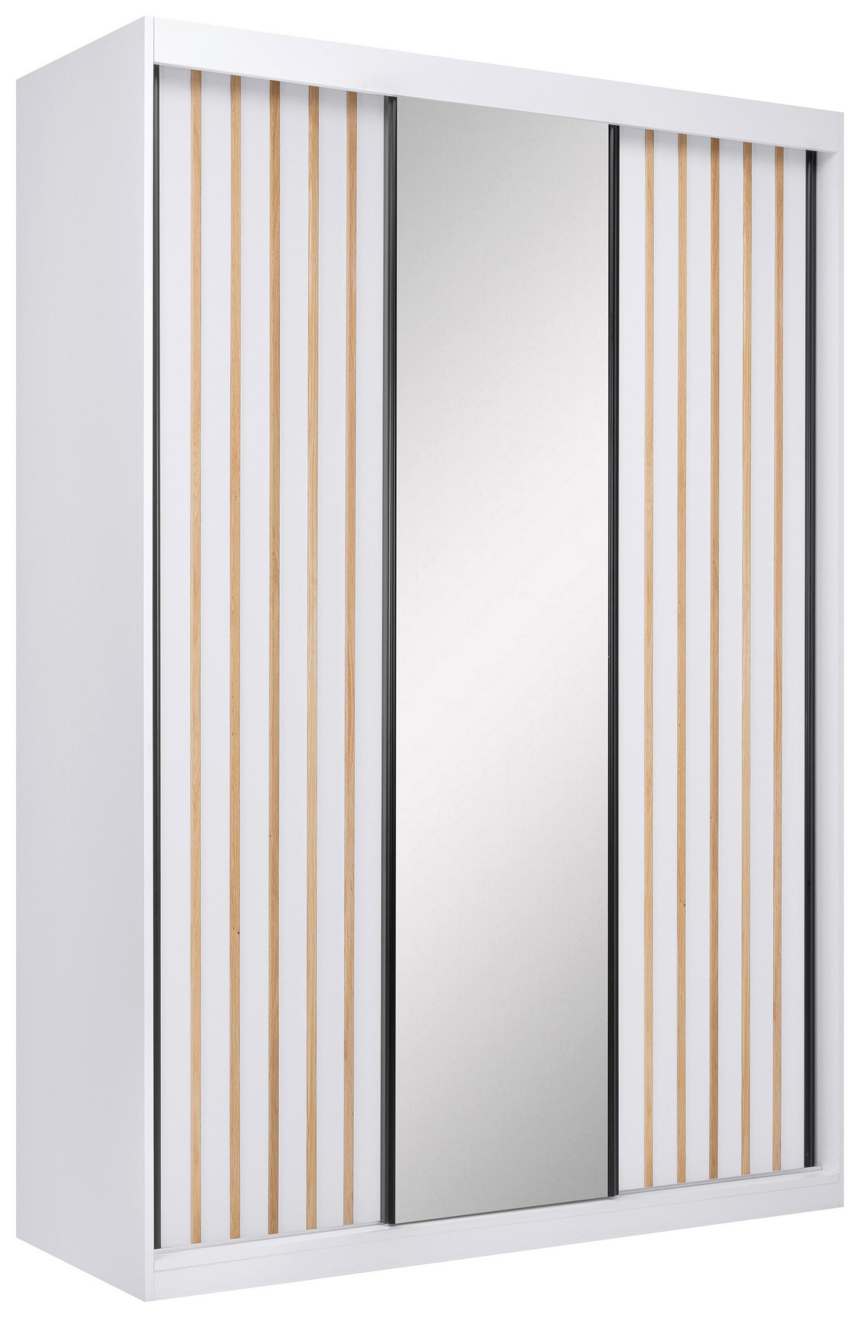 ORMAR S KLIZNIM VRATIMA bijela   - bijela/crna, Moderno, drvni materijal/metal (150/215/59,5cm) - P & B