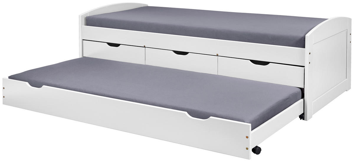 AUSZIEHBETT 90/200 cm Weiss  - Weiss, Basics, Holz/Kunststoff (90/200cm) - MID.YOU