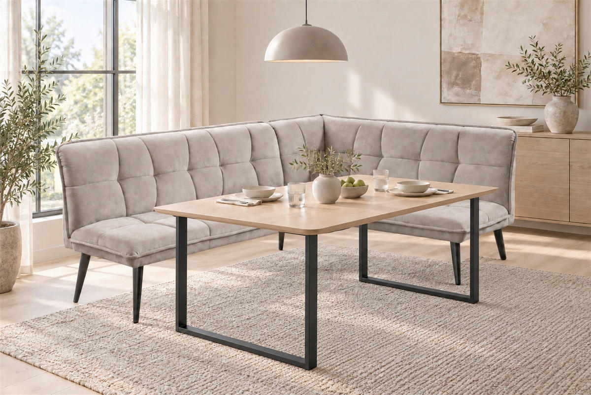 KLUPA KUTNA  boje pijeska  drvo, tekstil, drvni materijal      - boje pijeska/crna, Moderno, drvni materijal/drvo (240/161cm) - Livetastic