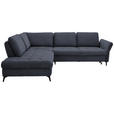 ECKSOFA in Bouclé Dunkelblau  - Schwarz/Dunkelblau, Natur, Textil/Metall (233/288cm) - Valnatura