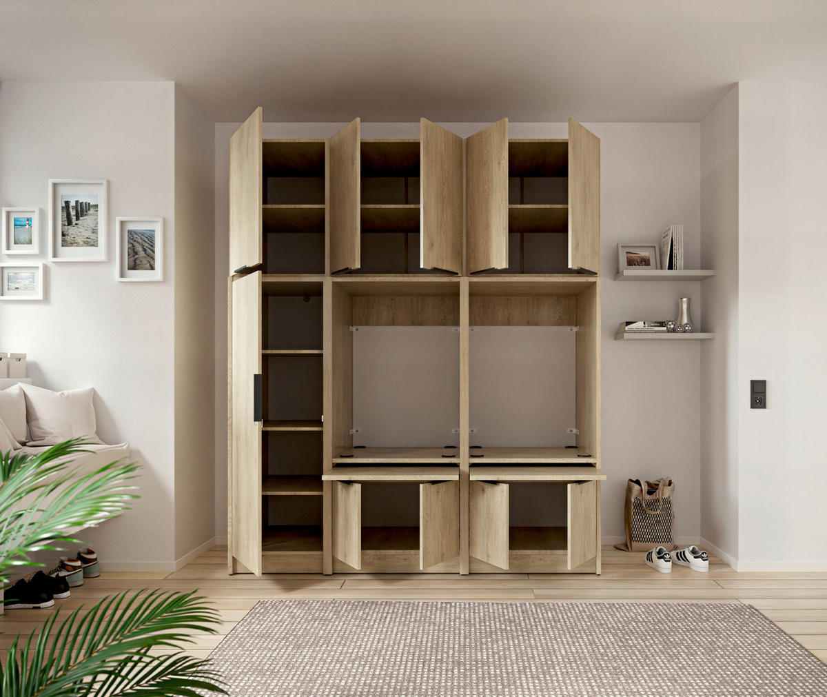 WASCHMASCHINENSCHRANK 70/150/68 cm  in Eichefarben  - Eichefarben/Schwarz, Basics, Holzwerkstoff/Kunststoff (70/150/68cm) - MID.YOU