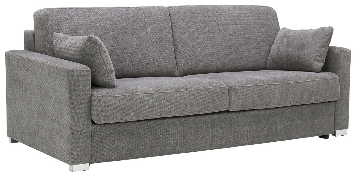 SCHLAFSOFA Textil Dunkelgrau  - Chromfarben/Dunkelgrau, Konventionell, Textil/Metall (208/86/97cm) - Novel