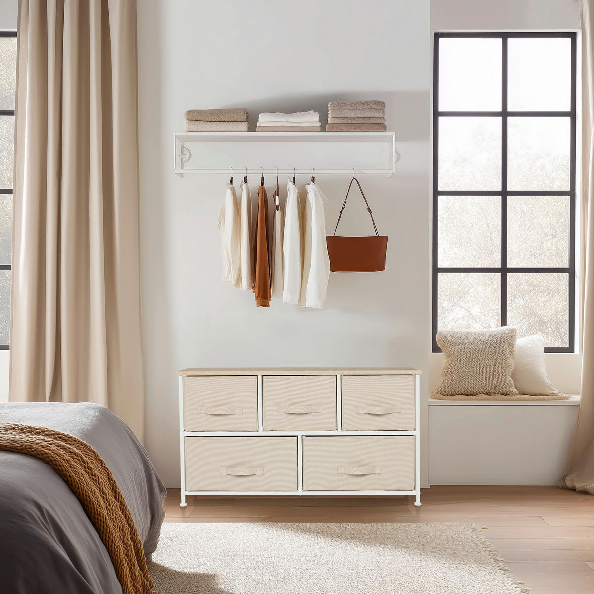 KOMMODE , 100/55/30 cm,  - Beige/Weiß, MODERN, Kunststoff/Textil (100/55/30cm) - MID.YOU