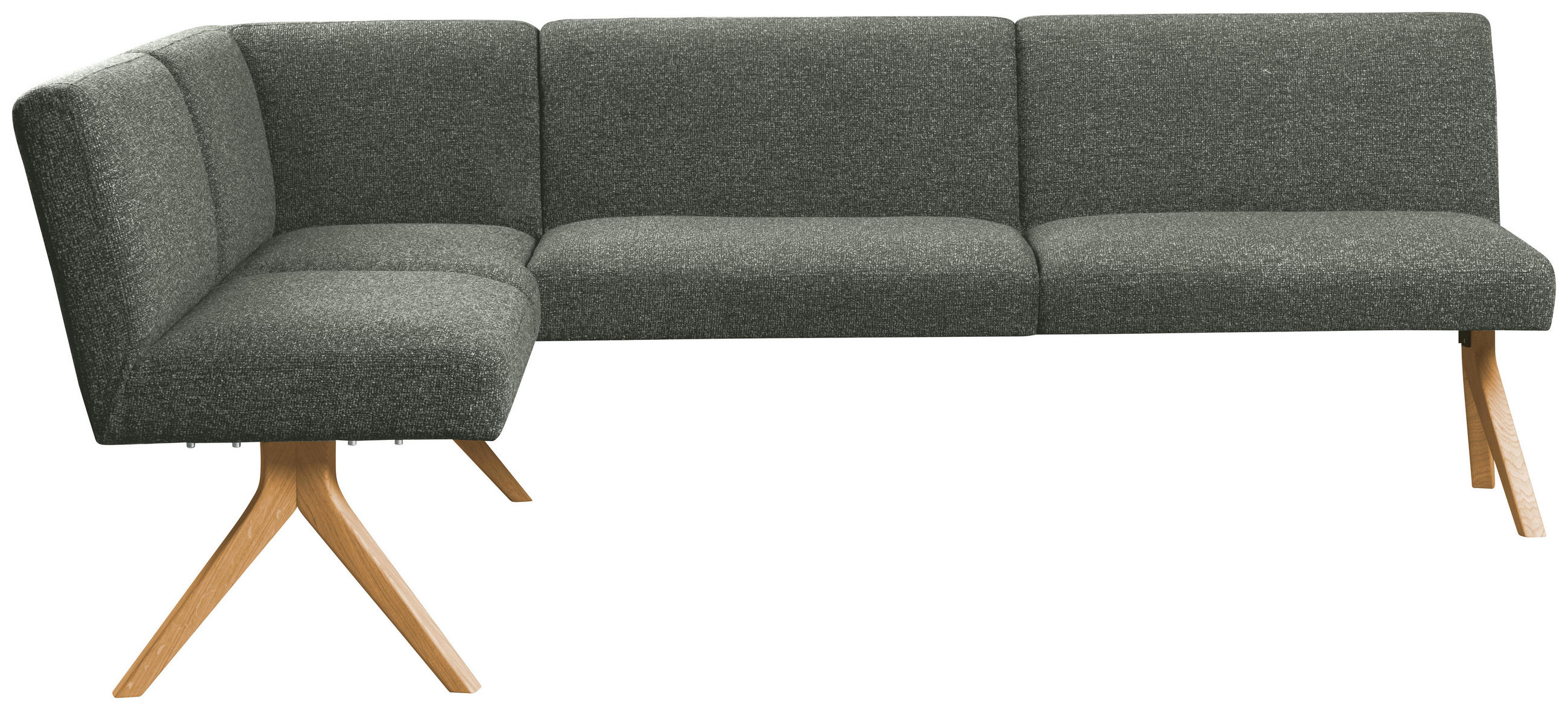 ECKBANK 172/218 cm Webstoff Grün Eiche vollmassiv   - Eichefarben/Grün, KONVENTIONELL, Holz/Textil (172/218cm) - Linea Natura