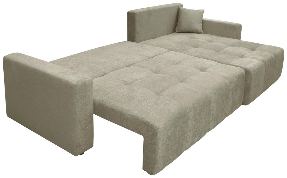 ECKSOFA LAGUNA Beige Frottee  - Beige/Schwarz, Design, Kunststoff/Textil (260/143cm) - MID.YOU