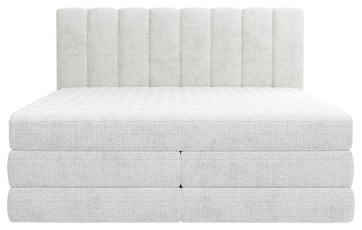 BOXSPRINGBETT 140/200 cm,  in Hellgrau, Bettkasten, Matratzen, H3 + H4 = fest + sehr fest  - Hellgrau/Schwarz, KONVENTIONELL, Kunststoff/Textil (140/200cm) - Carryhome