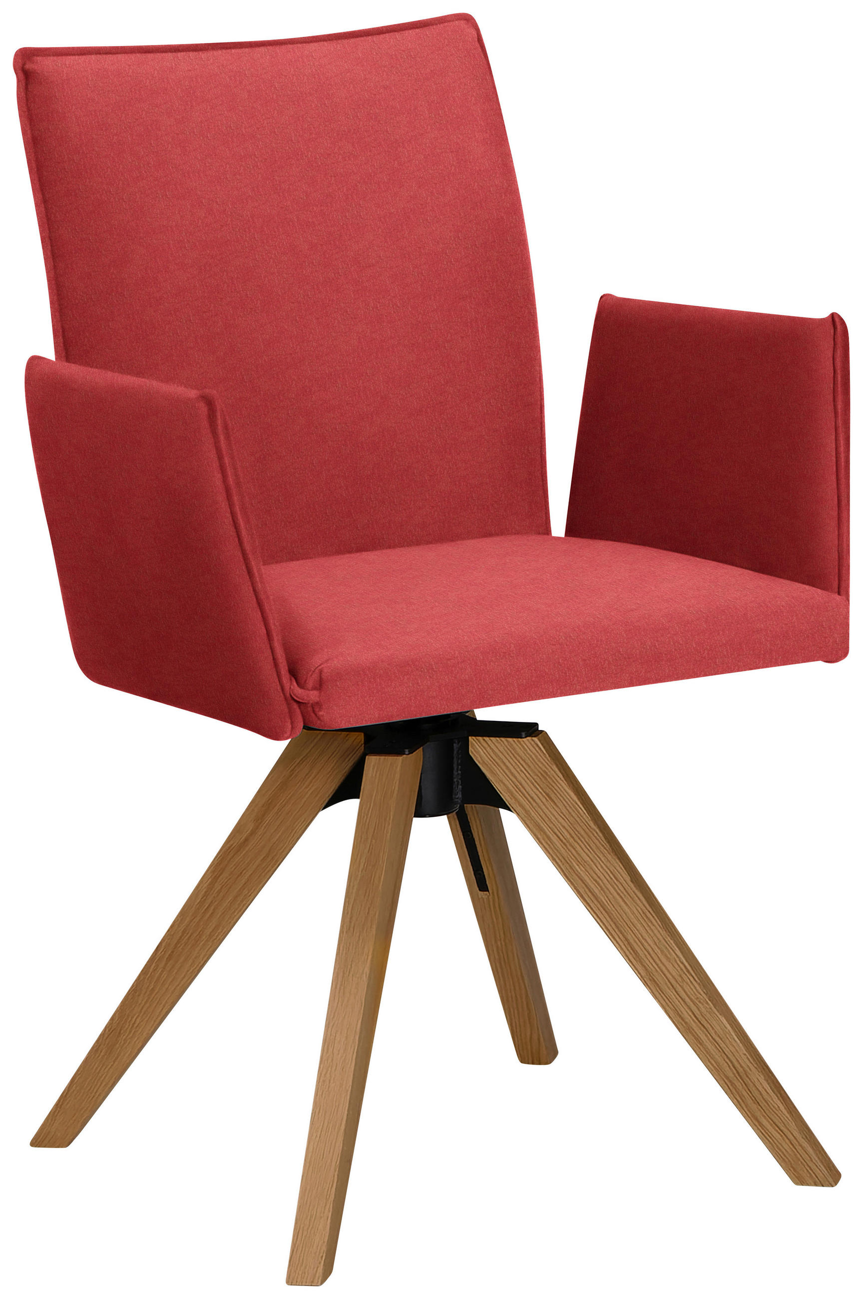 ARMLEHNSTUHL  in Lederlook  - Eichefarben/Rot, Konventionell, Holz/Textil (64/91/61cm) - Moderano