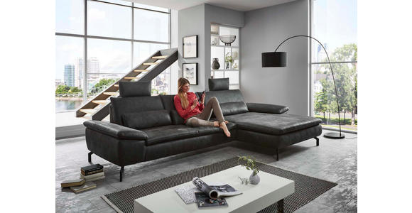 WOHNLANDSCHAFT in Textil Anthrazit - Anthrazit/Schwarz, Design, Textil/Metall (181/341cm) - Dieter Knoll
