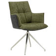 ARMLEHNSTUHL  in Edelstahl Mikrofaser, Leinenoptik  - Edelstahlfarben/Anthrazit, Design, Textil/Metall (59/89,5/63cm) - Novel
