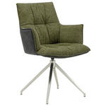 ARMLEHNSTUHL  in Edelstahl Mikrofaser, Leinenoptik  - Edelstahlfarben/Anthrazit, Design, Textil/Metall (59/89,5/63cm) - Novel