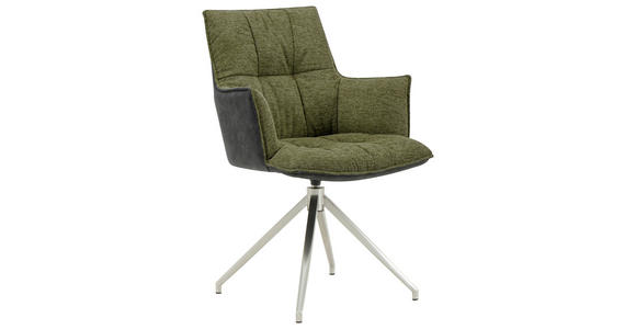 ARMLEHNSTUHL in Edelstahl Mikrofaser, Leinenoptik - Edelstahlfarben/Anthrazit, Design, Textil/Metall (59/89,5/63cm) - Novel